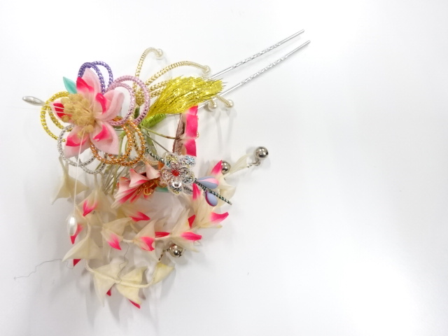 アンティーク　つまみ細工　びらびら簪